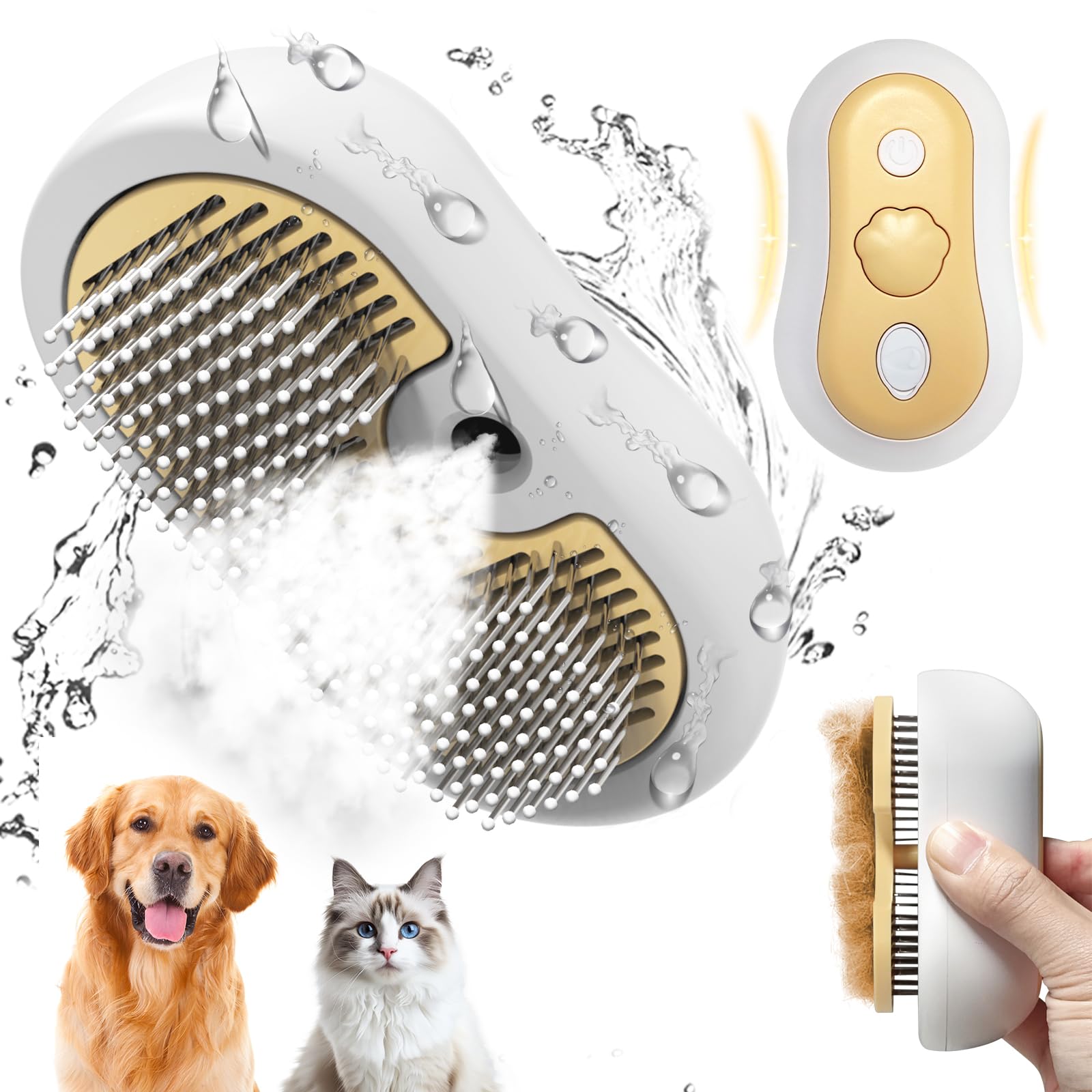 ZEKURAPA Cat Steam Brush3in1 Cat Brush for SheddingCat Steam Brushes for indoor CatsRechargeable Cat Deshedding Brush with Steam for Long & Short Haired Cats and Dogs